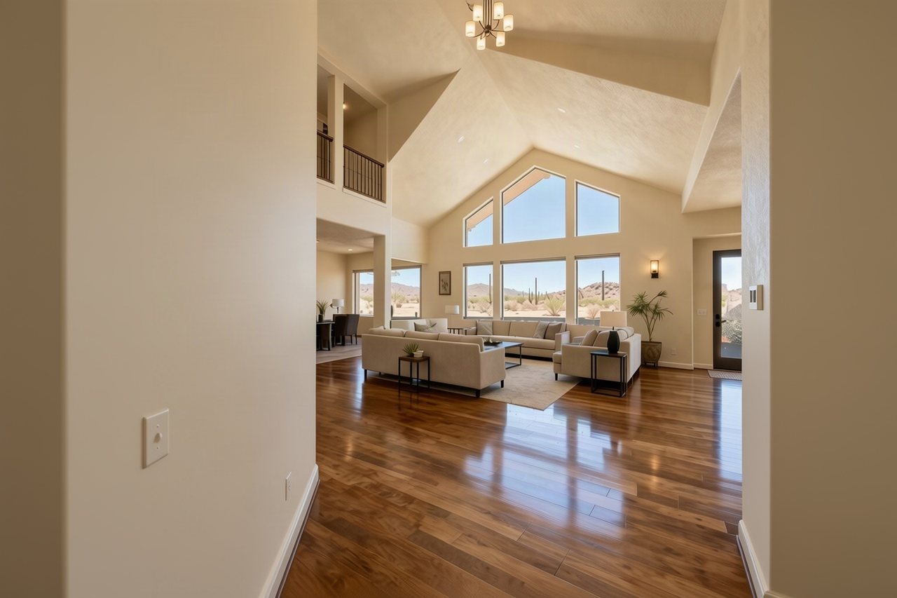 A living room painted Accessible Beige