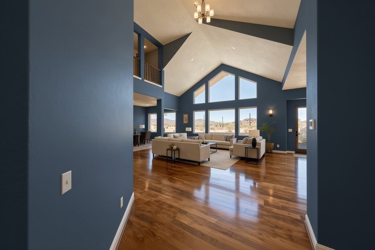 A living room painted Naval