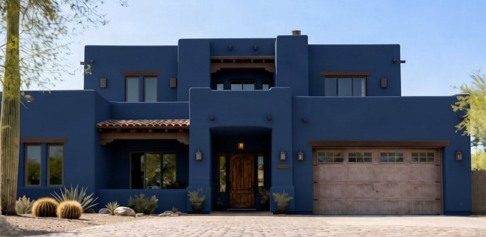 A house painted deep navy